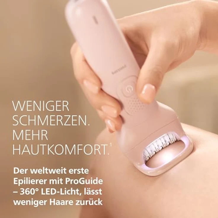Philips Epilator Series 9000 BRE719/00, 7 Aufsätze, kabelloser Epilierer für Nass- und Trockenanwendung, rosa – Bild 3