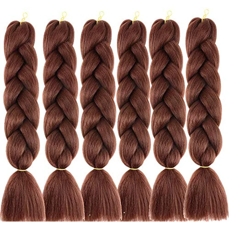 Shangxiu Braids Extensions, 24 Zoll Kanekalon Haarverlängerungen, 6 Stück, dunkelbraun, für Afro-Zöpfe und Box Crochet Braids – Bild 4