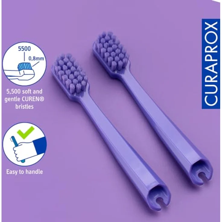 Curaprox Kids Travel Refill, Ersatz-Kopf für Kinderzahnbürsten, 2 Stück, lila, feine Borsten für gründliche Reinigung – Bild 3