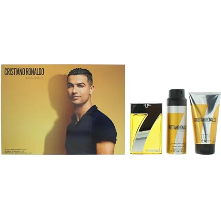 Cristiano Ronaldo CR7 Discover, 3-teiliges Geschenkset Eau de Toilette 100 ml – Holzig, aromatischer Herrenduft