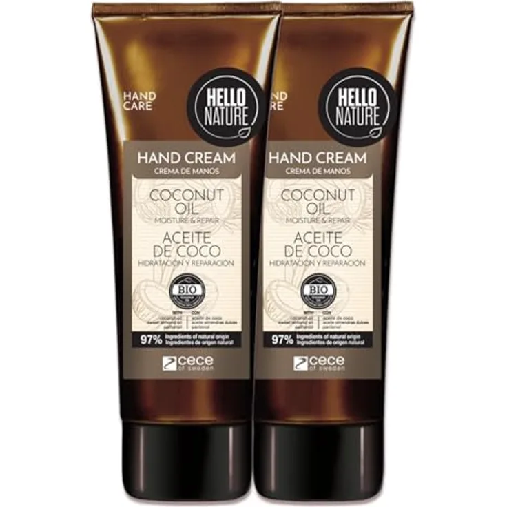 P-Beauty Naturkosmetik Handcreme mit Bio Kokosöl, vegane Feuchtigkeitspflege für trockene Hände, schnell einziehend & intensiv pflegend, ohne Parabene & Silikone (2x75ml)