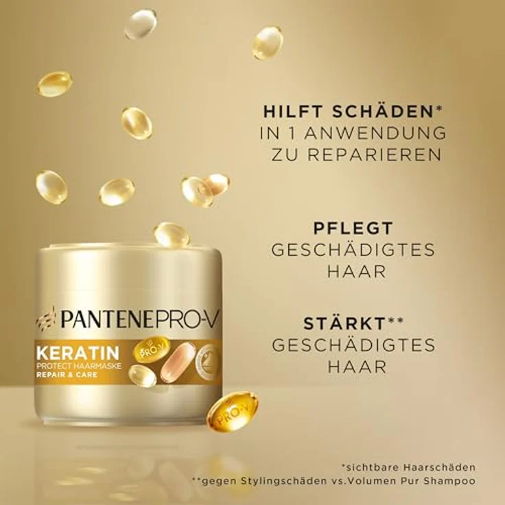 Pantene Pro-V Repair & Care Keratin Reconstruct Haarmaske, 300ml - Intensivpflege mit 50% mehr Wirkstoffen für 100% stärkeres Haar – Bild 4