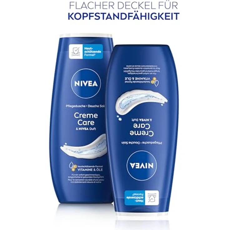 Nivea Duschcreme Creme Care, 250 ml, cremige Textur mit Vitamin C und E, vegan, pH-hautneutral, für alle Hauttypen – Bild 6
