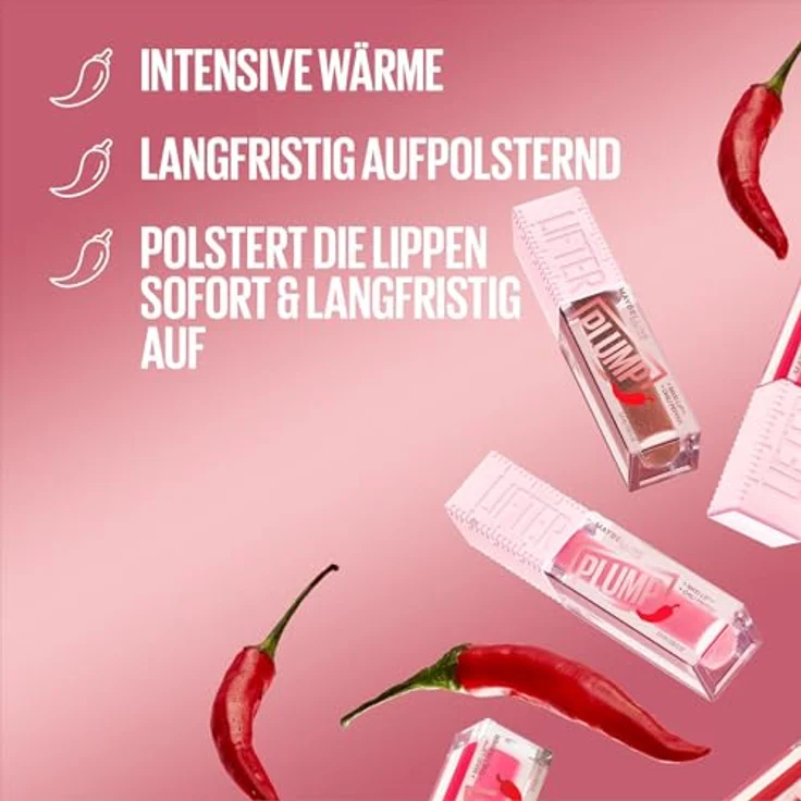 Maybelline New York Glänzender Lipgloss für sichtbar vergrößerte Lippen, Falten mildernd, Mit Maxilip und Chili, Lifter Plump, Farbe: Nr. 004 Red Flag, 1 x 5,4 ml – Bild 5