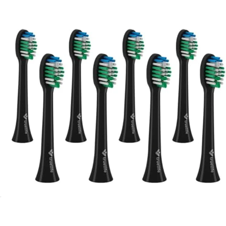 TrueLife Aufsteckbürsten SonicBrush Compact-series heads Standard black 8 pack - Präzise Zahnreinigung, blaue Borsten zur Anzeige des Wechselzeitpunkts – Bild 2