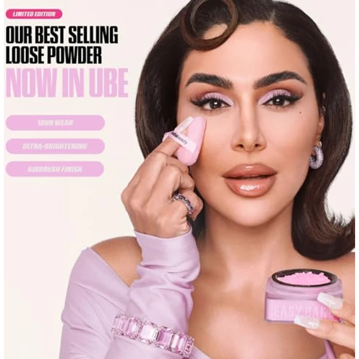 Huda Ube Birthday Cake Pulver, limitierte Auflage, Fixierpuder für 10 Stunden mit Airbrush-Finish, elektrisches Lila, 20 g – Bild 4
