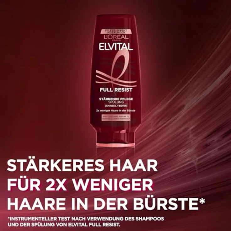 L'Oréal Paris Elvital Full Resist Pflege-Spülung, gegen Haarausfall durch Haarbruch, mit Biotin und Full Resist Power Booster, 6 x 250 ml – Bild 2