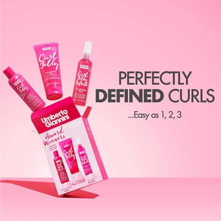Umberto Giannini Award Winners Curl Styling Set, 3 Teiliges Haarpflege-Set mit 150 ml Curl Jelly Shine, 200 ml Scrunching Jelly und 150 ml Jelly Refresh, vegan und tierversuchsfrei – Bild 2