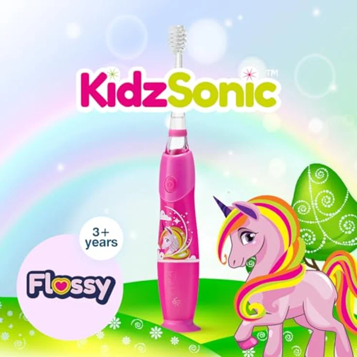Brush-Baby KidzSonic Elektrische Zahnbürste für Kinder ab 3 Jahren, Einhorn-Design mit blinkenden Lichtern und Zwei-Minuten-Countdown – Bild 2