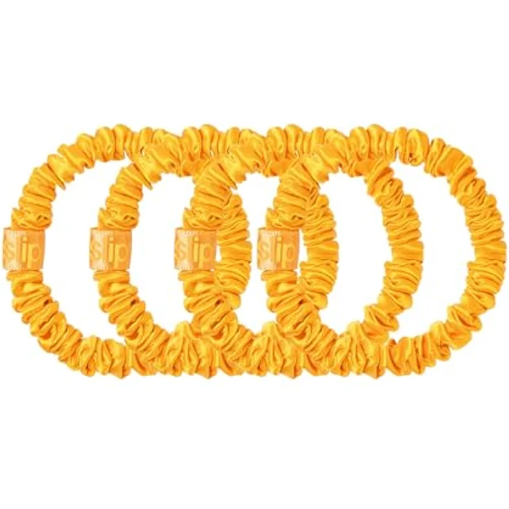 SLIP Skinny Scrunchies, Anti-Falten- und Anti-Bruch-Haargummis aus Slipsilk™, 4er Set in goldfarben – Bild 5