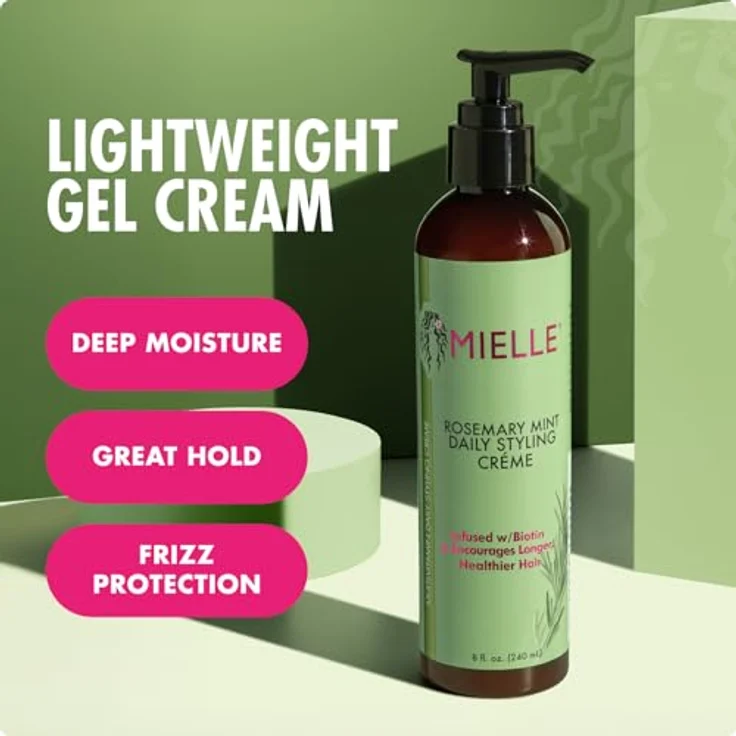 Mielle Organics Rosemary Mint Multi-Vitamin Daily Styling Creme für die Definition von lockigem Haar, paraben- und silikonfrei, 240 ml, weiß – Bild 4