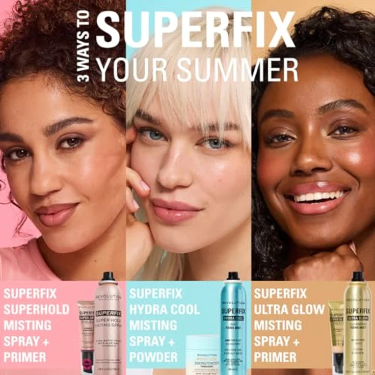 REVOLUTION Super Fix Misting Spray, Fixierspray für flüssige, matte und puderbasierten Make-up, schwereloser Fixiernebel – Bild 7