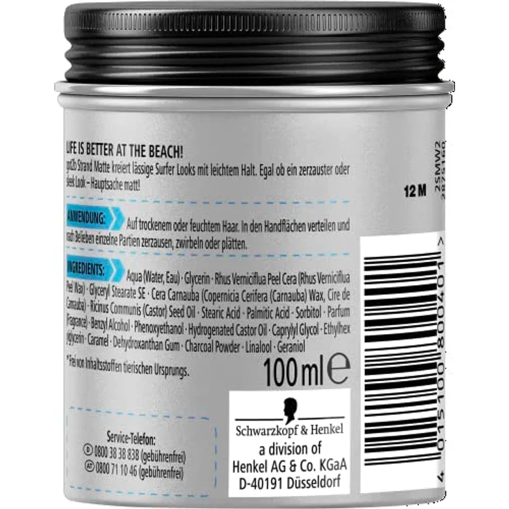 got2b Strand Matte Matt-Paste (100 ml), Styling Paste für matte Surfer Looks, zum Strubbeln, Texturieren oder Zähmen ohne Verkleben, mittlerer Halt – Bild 3