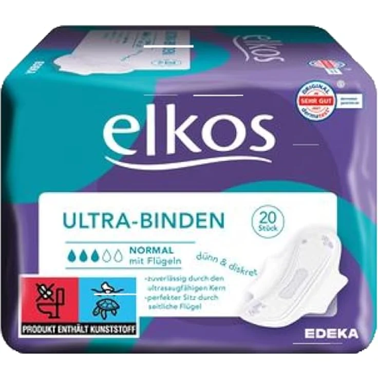 Elkos Ultra-Binde Normal mit Flügeln, 6er Pack (6x20 Stück) – Bild 2