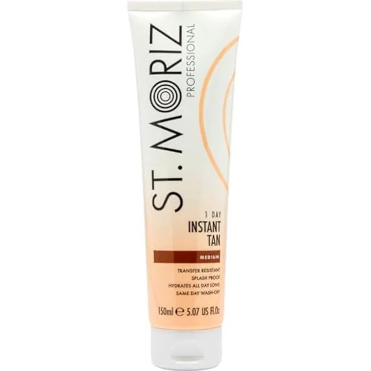 St. Moriz Professional Wash Off Body Tan Medium, Selbstbräuner, 150ml, wasserfest und streifenfrei, für sofortige Bräune
