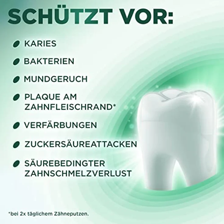 GlaxoSmithKline All in One Rundumschutz Zahnpasta, 75ml, antibakteriell, bekämpft Karies und Mundgeruch, frischer Minzgeschmack – Bild 5