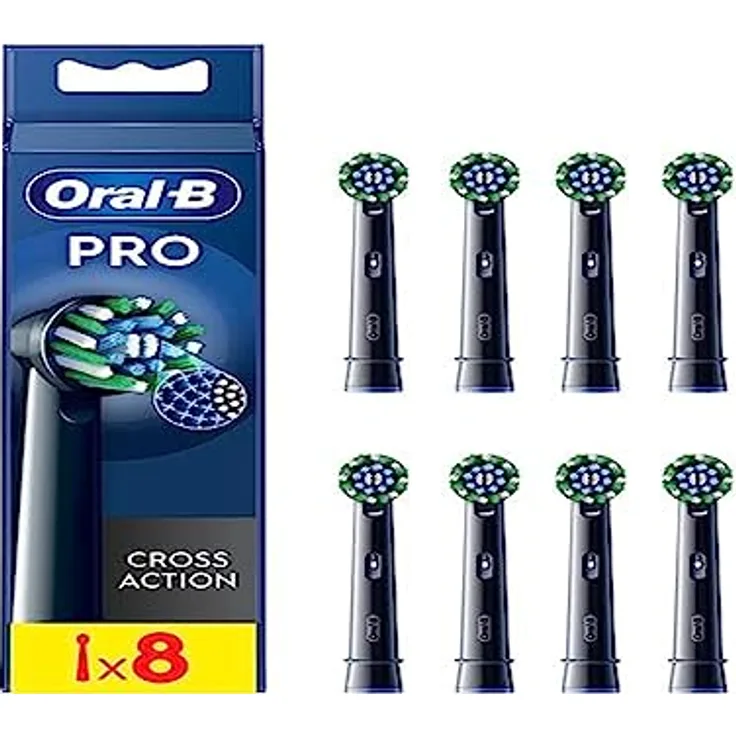 Oral-B Pro Cross Action Aufsteckbürsten, 8 Stück, für elektrische Zahnbürsten, X-förmige Filamente für optimale Plaque-Entfernung