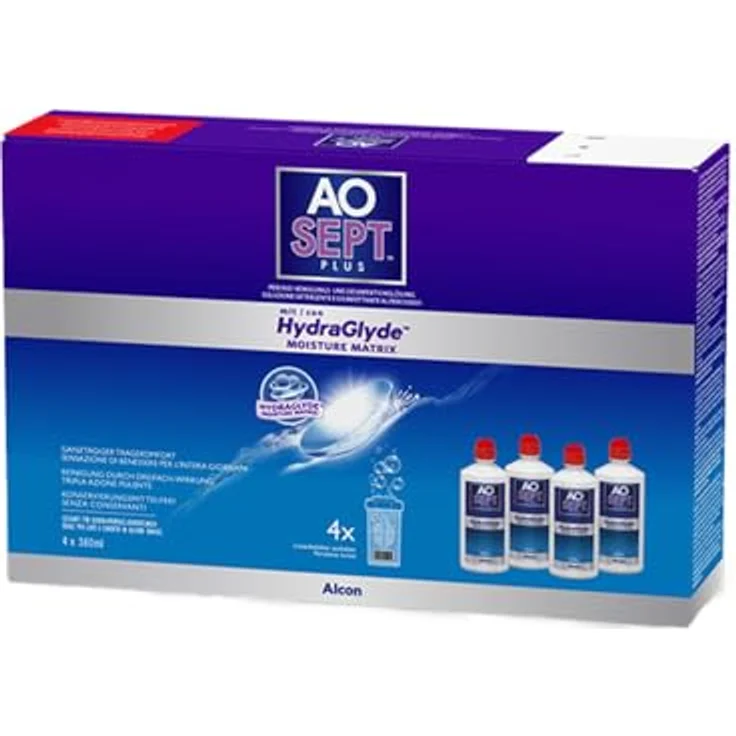 Aosept Plus mit Hydraglyde Pflegemittel, Systempack, 360 ml (4er Pack) - Preisvergleich – Bild 2
