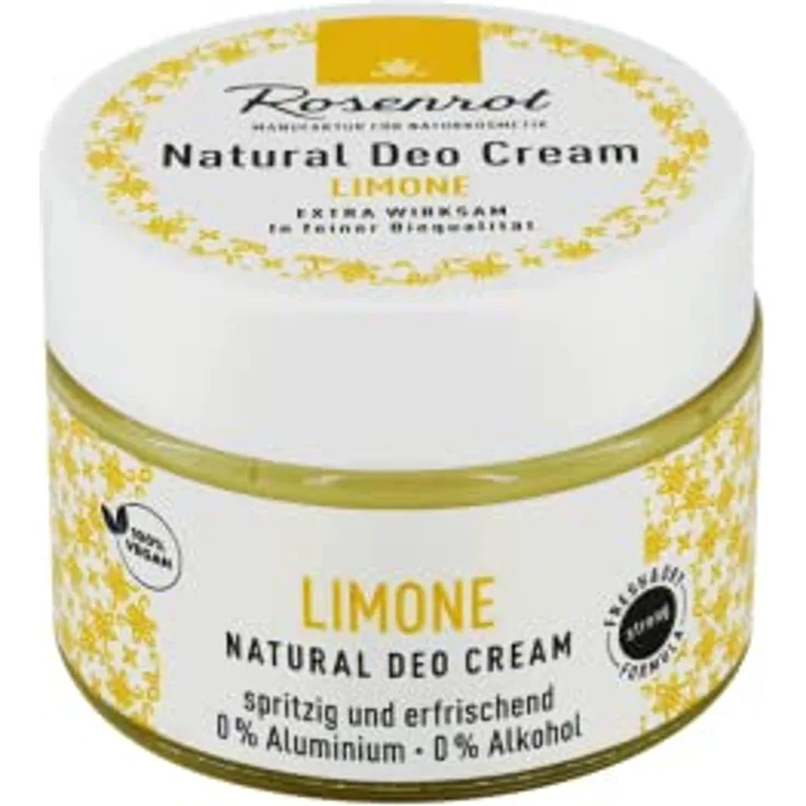 Rosenrot Deo-Creme, natürliche Deo Creme mit Fresh and Dry Formel, Limone, 50g