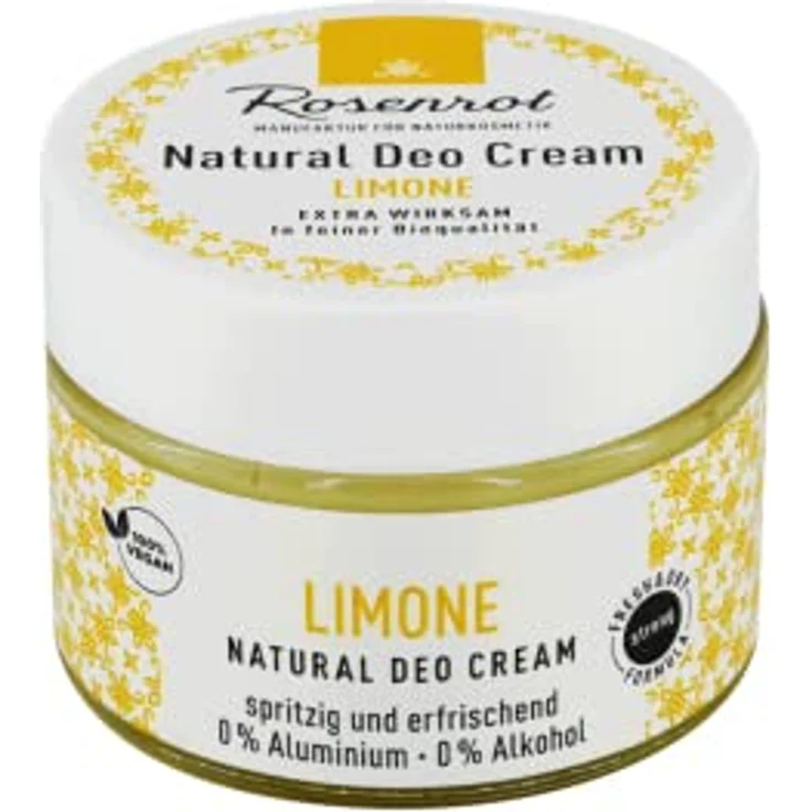 Rosenrot Deo-Creme, natürliche Deo Creme mit Fresh and Dry Formel, Limone, 50g – Bild 1