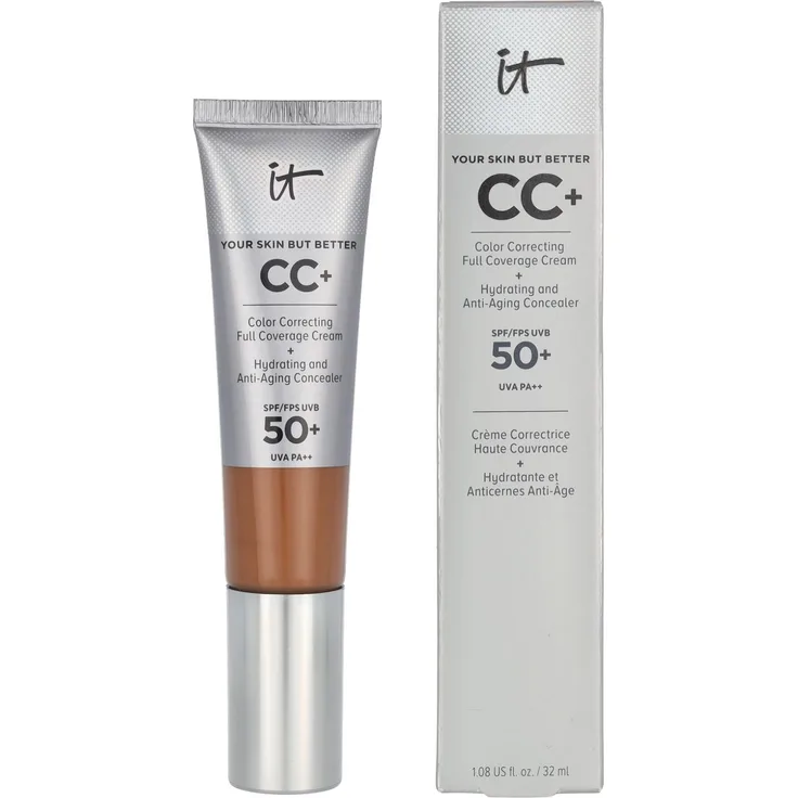 It Cosmetics Color Correcting + Concealer Rich Honey, CC-Cream mit voller Deckkraft und SPF 50, ölfrei, 30ml