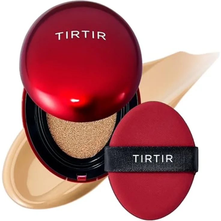 TIRTIR Mask Fit Red Cushion, langanhaltendes Make-up im Schwämmchen, Farbton 28N Oat, 18 g, spendet Feuchtigkeit und deckt kleine Hautunreinheiten ab