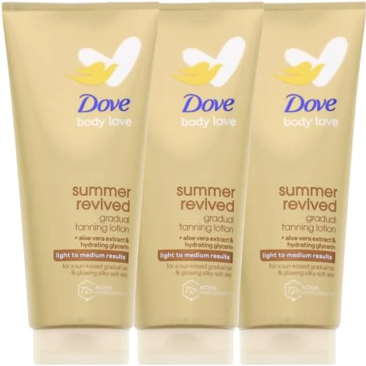 Dove Summer Revived Self Tan Bodylotion, 3er Pack je 200ml, Light to Medium – Bild 1