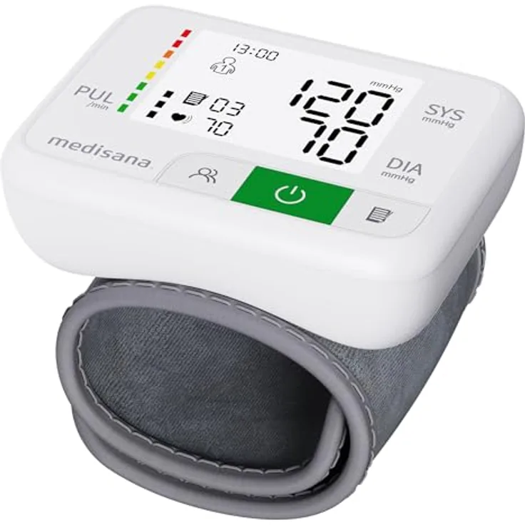 Medisana BW 355 Handgelenk-Blutdruckmessgerät, präzise Blutdruck- und Pulsmessung mit Ampel-Skala, Speicherfunktion für 2 Benutzer, große LC-Anzeige, inklusive Aufbewahrungsbox