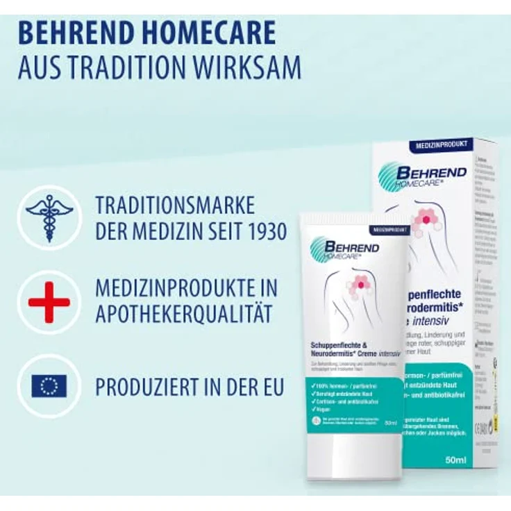 Evolsin Behrend Schuppenflechte & Neurodermitis Cr.intens. 50 ml, intensiv feuchtigkeitsspendende Gesichtspflege ohne Kortison und Parabene – Bild 8