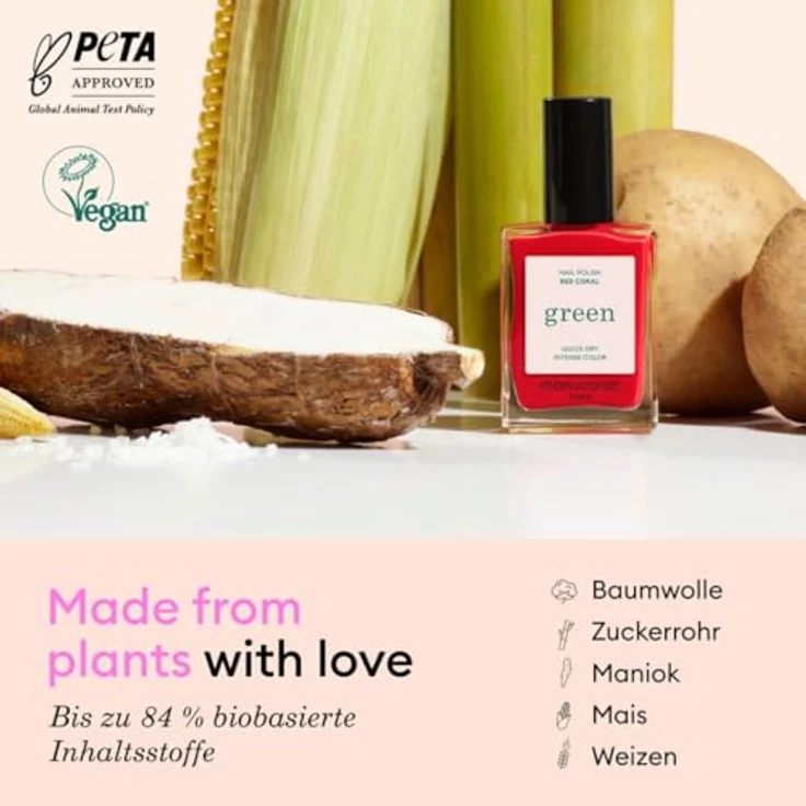 Manucurist Green Nagellack Pastell Grün - Klassischer, natürlicher 9-Free-Nagellack Pistachio - Veganer Nagel Lack mit natürlichen Inhaltsstoffen (84%) - 15 ml, Frankreich hergestellt – Bild 4