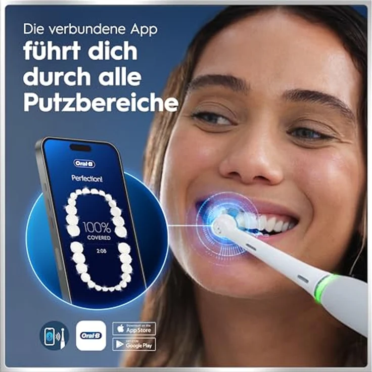 Braun Oral-B iO Series 6 Plus Edition, elektrische Zahnbürste mit 5 Reinigungsmodi, graue Ausführung, inklusive 3 Aufsteckbürsten und Reiseetui – Bild 4