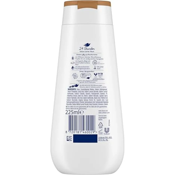 Dove Advanced Care Pflegende Duschcreme Intensivpflege & Öl 225ml, mit Arganöl, lotion-zarte Haut – Bild 3