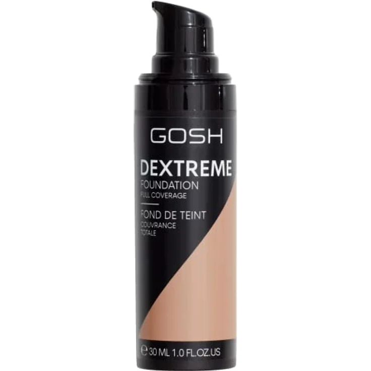 GOSH Dextreme Full Coverage Foundation 30ml, feuchtigkeitsspendendes, veganes Make-up mit hoher Deckkraft für makellosen Teint, 004 Natural – Bild 1
