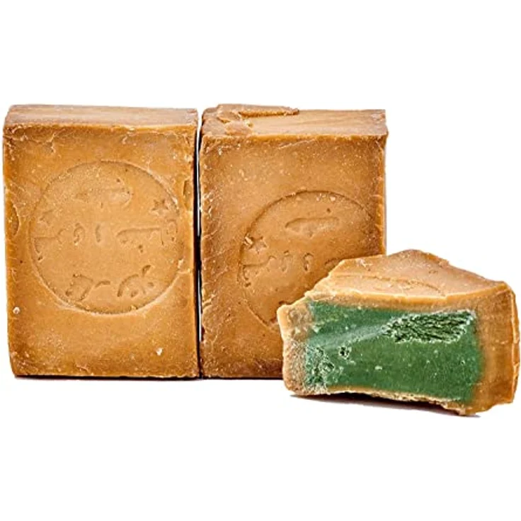 Carenesse Original Aleppo Seife 2 x 200 g, 95% Olivenöl & 5% Lorbeeröl, Naturseife für Körper, Gesicht & Haare, vegan, handgefertigt nach Traditionsrezept – Bild 1