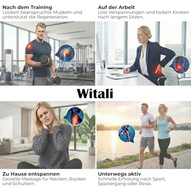 smartEC Witali elektrisches Handmassagegerät, inkl. 3 Wechselmassageaufsätzen, ergonomisch und kabelgebunden, 15 W Leistung – Bild 4