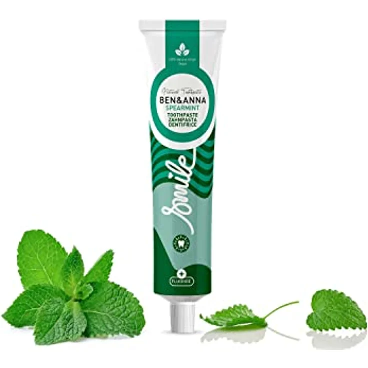 Ben&Anna Bio Zahnpasta Spearmint mit Fluorid | vegan | Mikroplastikfreie Zahncreme | 100% Naturkosmetik | 75ml – Bild 1