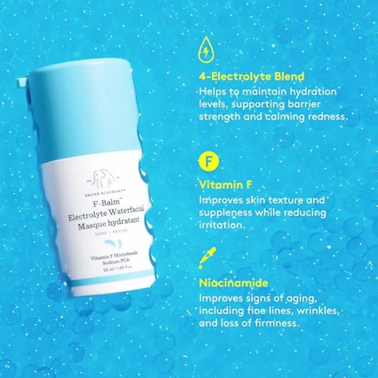 Drunk Elephant F-Balm Electrolyte Waterfacial, Gesichtsmaske mit intensiv feuchtigkeitsspendender Formel, 50 ml, parfümfrei und silikonfrei – Bild 4