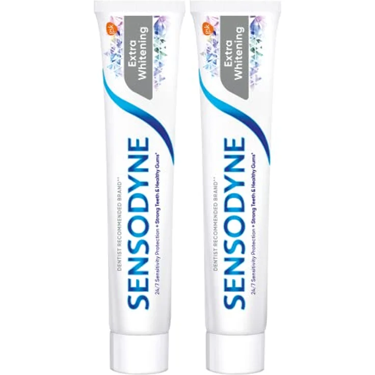 Sensodyne Extra Whitening, bleichende Zahnpasta mit Fluor für empfindliche Zähne, 2x75 ml, reduziert Zahnempfindlichkeit – Bild 4