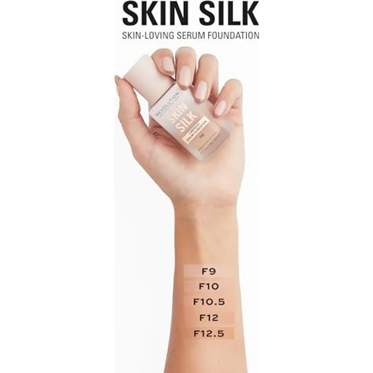 Revolution Beauty London, Skin Silk Serum Foundation, Light to Medium Coverage, Contains Hyaluronic Acid, F12, 23ml – Bild 4