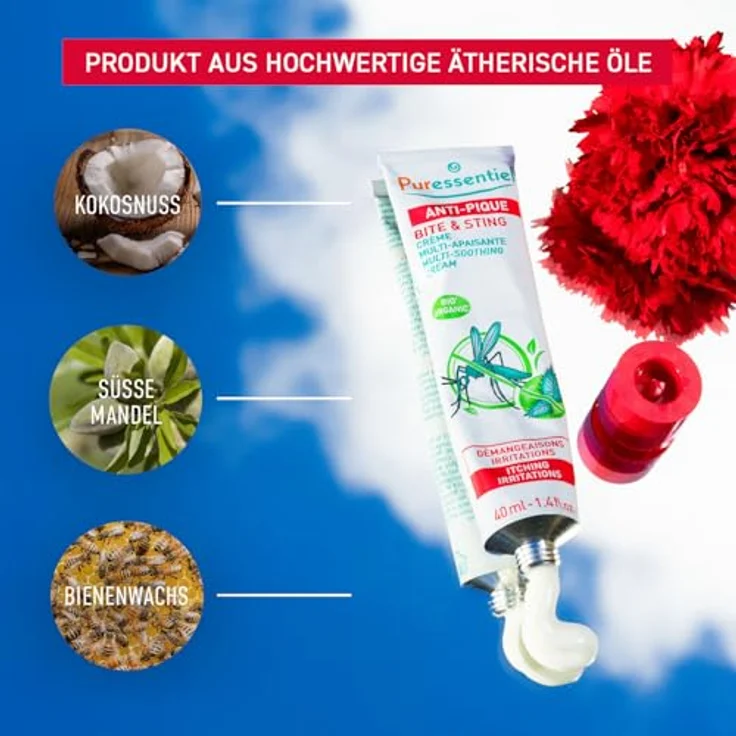 Puressentiel Anti-Stich Multi-Beruhigende Creme für Babys, 30 ml Tube, beruhigend und anti-reizend – Bild 4