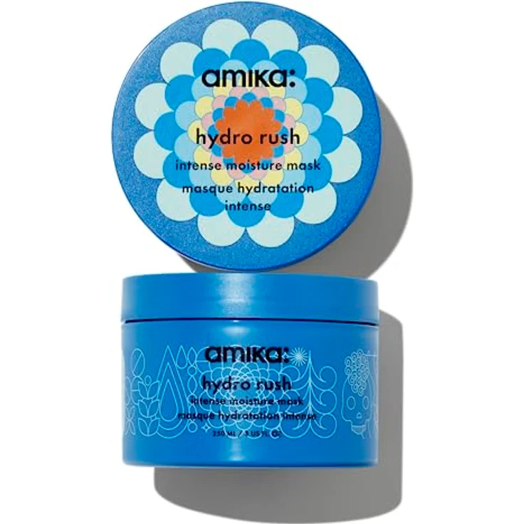Amika Hydro Rush Intense Moisture Mask, 250 ml, Feuchtigkeitsmaske mit Hyaluronsäure & Sanddorn für trockenes Haar, 5 Tage intensive Feuchtigkeit, entwirrend – Bild 1