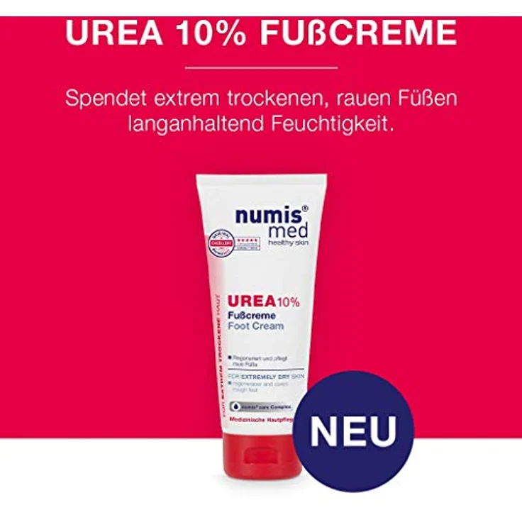 numis med Fußcreme mit 10% Urea - Hautberuhigende Fusscreme für sehr trockene & raue Füße - vegane Hautpflege ohne Silikone, Parabene & Mineralöl - Fußpflege (1x 100 ml) – Bild 3
