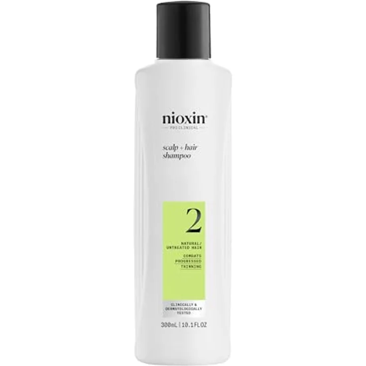 Nioxin Scalp + Hair System 2 Shampoo – Tiefenreinigungsshampoo für unbehandeltes, sichtbar dünner werdendes Haar – mit Biotin, Koffein & Niacinamid (300 ml) – Bild 1