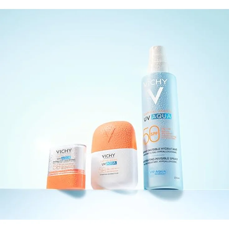 Vichy Capital Soleil UV-Aqua Spray LSF 50, feuchtigkeitsspendendes Sonnen-Fluid mit unsichtbarem Finish, 200 ml – Bild 3
