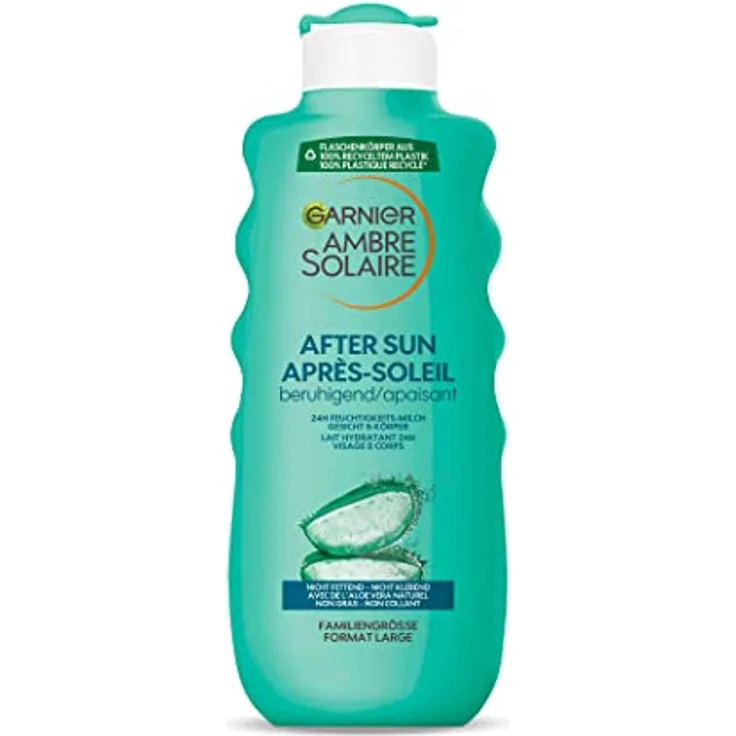 Garnier After Sun Lotion, Kühlende und beruhigende Bodylotion mit Aloe Vera, Ambre Solaire After Sun Beruhigende Feuchtigkeits-Milch, 1 x 400 ml