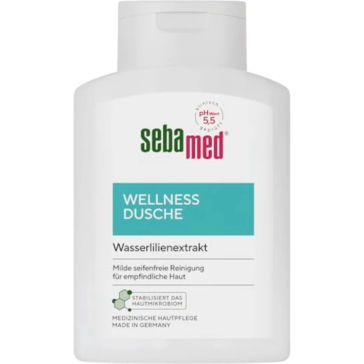 Sebamed Wellness Dusche 200 ml, Duschgel für empfindliche Haut, pH 5,5, mit Wasserlilienextrakt und Allantoin, vegan, made in Germany – Bild 1