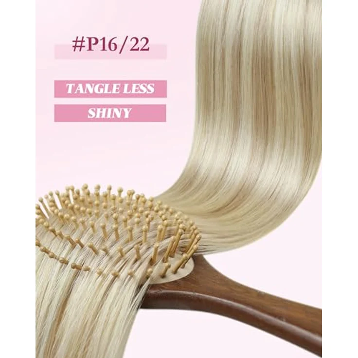 YoungSee Microring Extensions Blond Highlight, Echthaar 55cm, 50g Micro Loop Haarverlängerung, Kaltfusion 16/22, unsichtbare Befestigung, atmungsaktiv und pflegeleicht – Bild 2