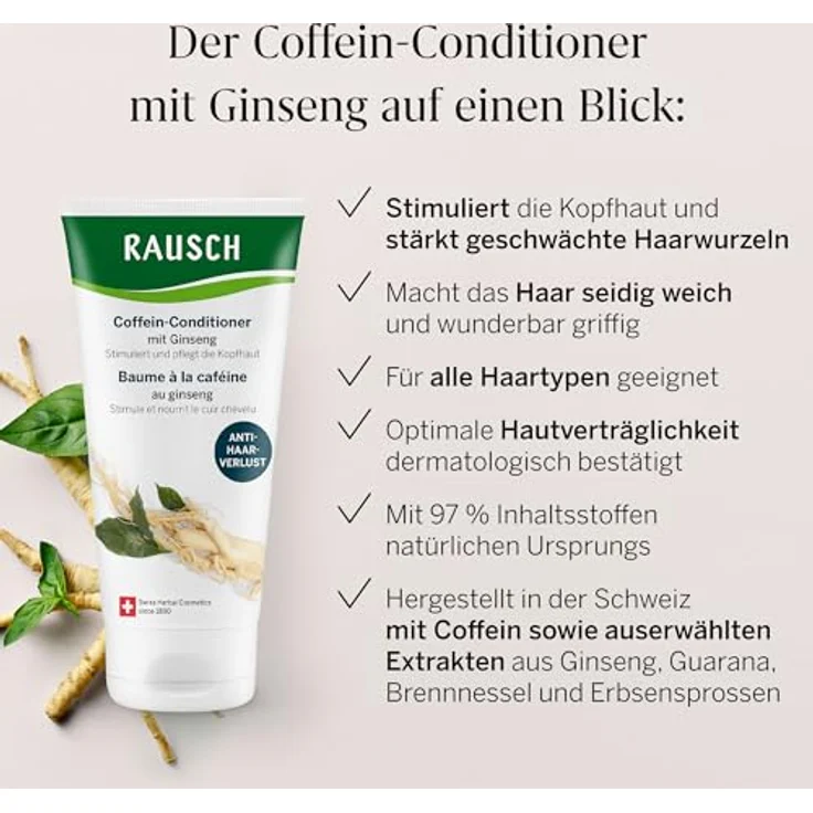 Rausch Coffein-Conditioner mit Ginseng, 150 ml, speziell bei Haarausfall – Bild 3