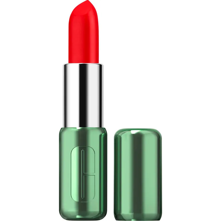 Clinique Pop Longwear Lipstick 18 Chili Pop, Lippenstift mit integrierten Primer, 3,9 g - lange Haltbarkeit, satte Farbe