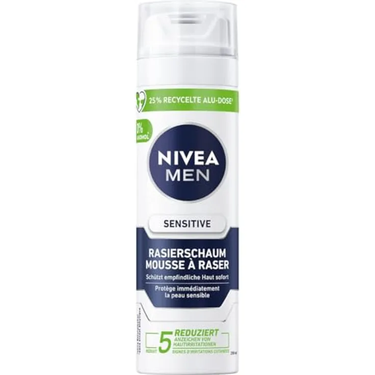 NIVEA MEN Sensitive Rasierschaum, 200 ml mit Kamille und Vitamin E, sanfte Rasur ohne Alkohol